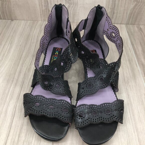 Everybody by BZ Moda Sandals Womens EU 37 Black Leather Back Zip Shoes - Picture 10 of 12